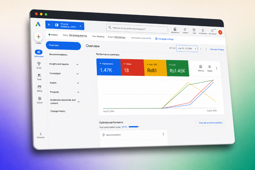 Google Ads Optimization Score 89.9%